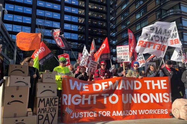 Amazon workers protesting